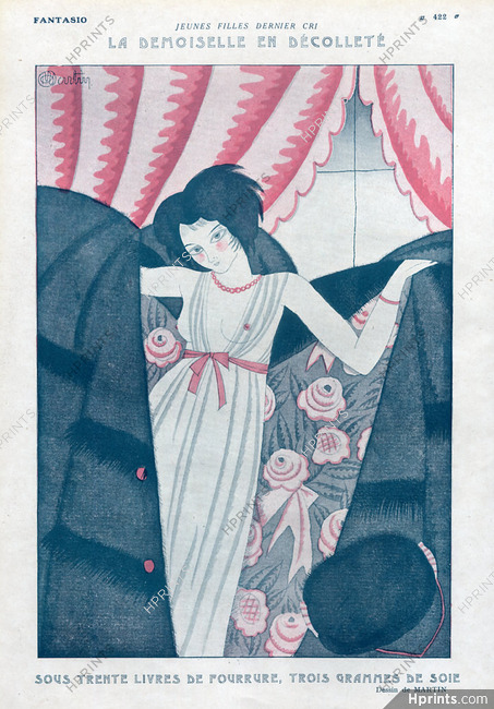 La Demoiselle en Décolleté, 1924 - Charles Martin Sexy Girl, Topless, Cleavage