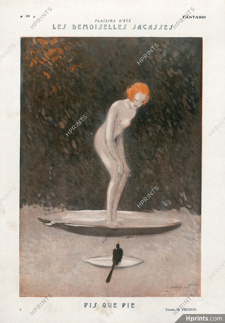 André Pécoud 1925 ''Les demoiselles jacasses'' Nude