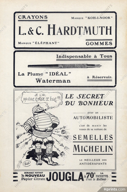 Michelin (Tyres) 1907 "Le secret du bonheur" Bibendum