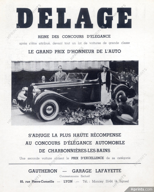 Delage (Cars) 1937 "Concours d'élégance automobile" Charbonnières-les-Bains
