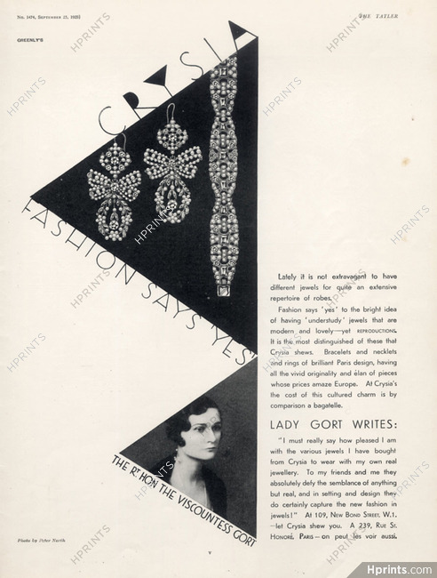 Crysia (Jewels) 1929 The Viscountess Gort, Photo Peter North