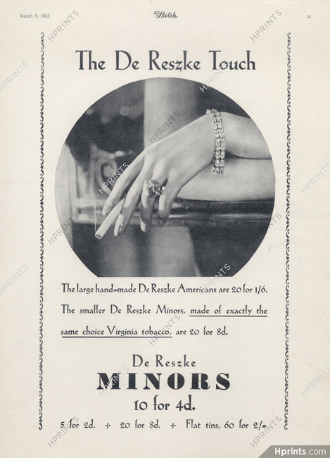 De Reszke (Cigarettes, Tobacco Smoking) 1932