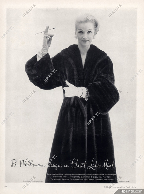Cartier (Bracelet) & Wollman (Fur Coat) 1954 cigarette holder