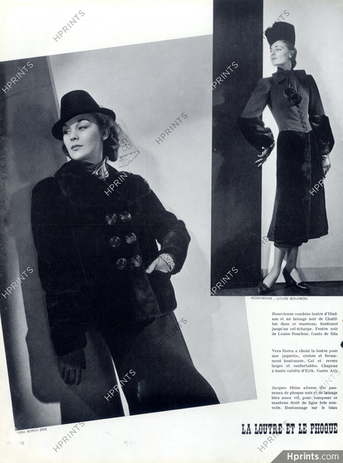 Véra Boréa (Couture) 1937 fur coat, Erik (Hat)