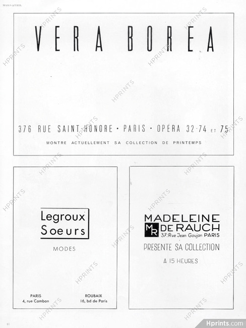 Véra Boréa 1947 Madeleine De Rauch, Legroux Soeurs