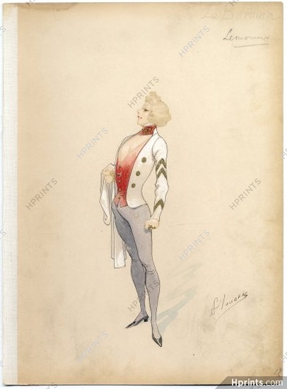 Alfred CHOUBRAC 1890 Costume Design, The Barman
