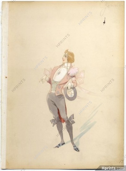 Alfred CHOUBRAC 1890 Costume Design, Le Gomineux (The Hairdresser) Dandy