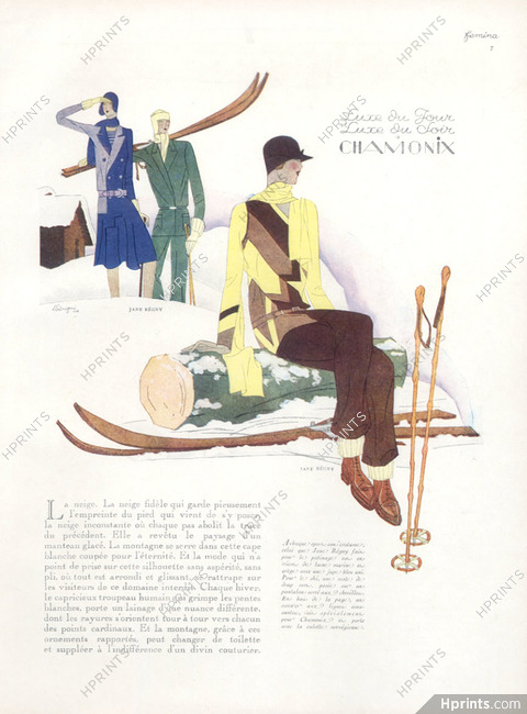 Jane Regny 1928 Skiers, Chamonix, Culotte norvégienne, Léon Bénigni