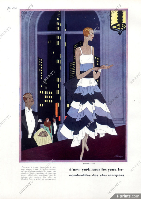 Léon Bénigni 1928 Jeanne Lanvin, Evening Gown, à New-York sous les yeux innombrables des sky-scrapers