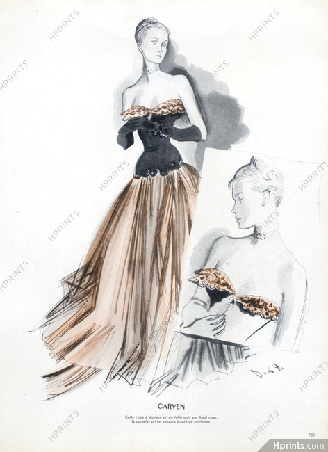 André Delfau 1947 Carven, Evening Gown
