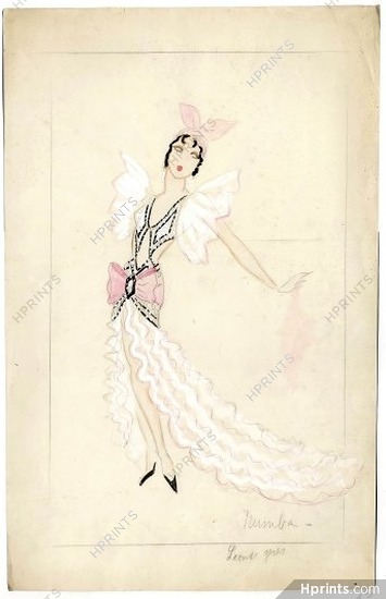 Jenny Carré 1934, "Rumba", Original costume design