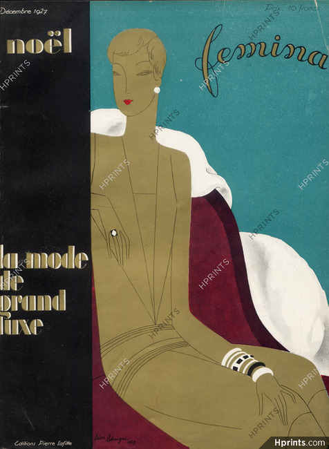 Léon Bénigni 1927 Femina Original Cover, Fashion illustration