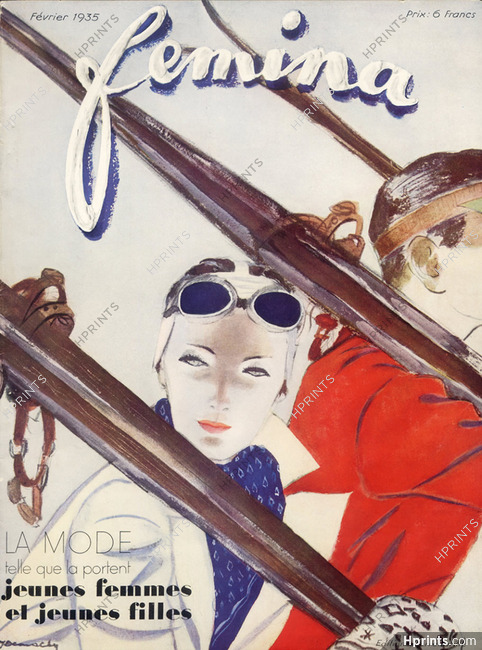 Jacques Demachy 1935 Femina Original Cover, skiing