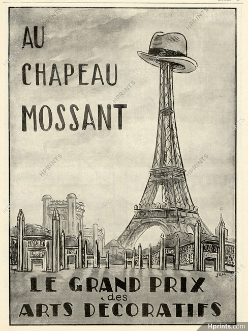 Mossant (Men's Hats) 1925 Grand Prix du Salon des Arts Décoratifs, Sem