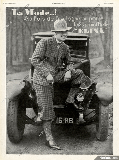 Elina (Men's Hats) 1928 "La Mode au Bois de Boulogne"
