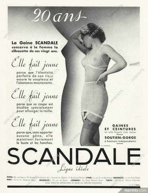 Scandale (Lingerie) 1937 Girdle, Bra, Studio Elvar — Clipping