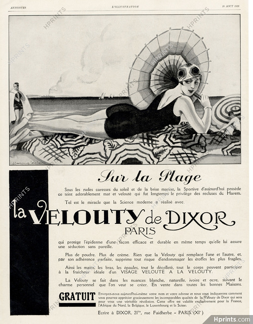 Dixor 1929 Velouty, Jacques Leclerc, Bathing Beauty
