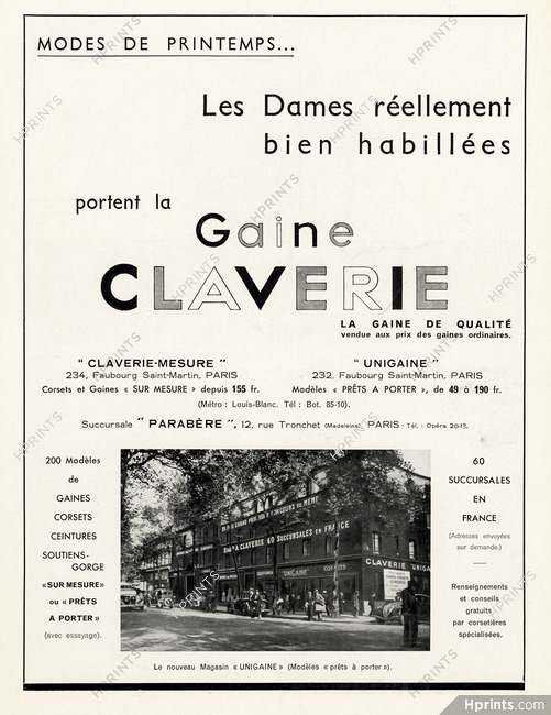 Claverie 1939 Store "Unigaine"