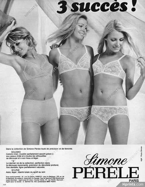 Simone Pérèle (Lingerie) 1970 Bra, Panties — Advertisement