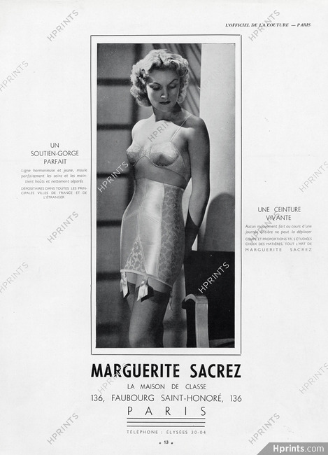 Marguerite Sacrez (Lingerie) 1940 Girdle & Bra
