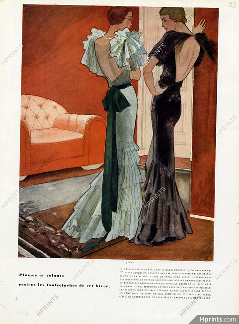 Jenny 1933 backless Evening Gown, Renéburel