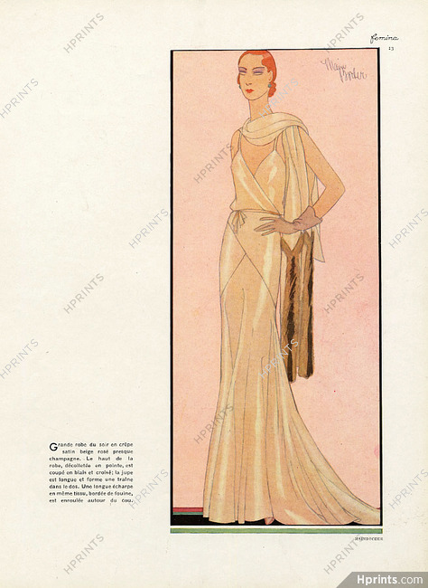 Mainbocher 1930 Evening Gown, Main Rousseau Bocher