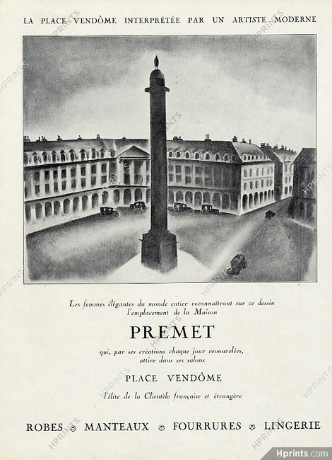 Premet 1923 8 Place Vendôme Paris, Store, Shop