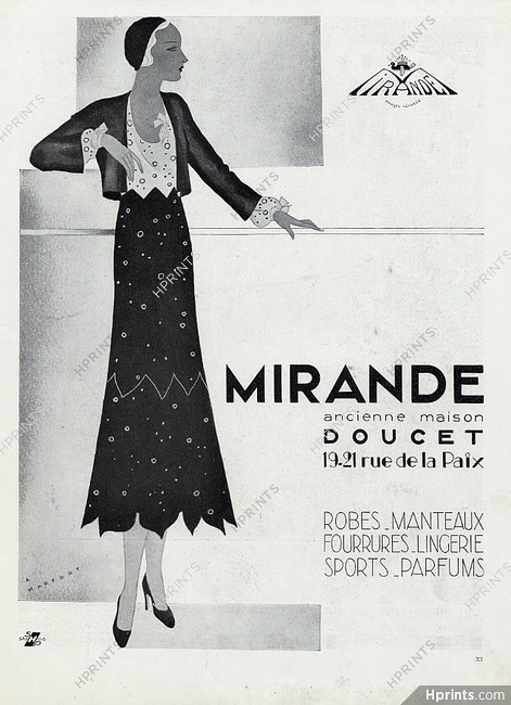 Mirande (ancienne Maison Doucet) 1931 André Harfort, Fashion Illustration