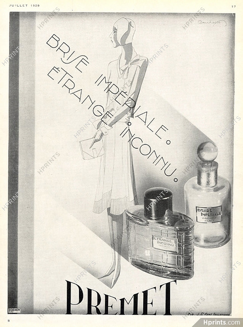 Premet (Perfumes) 1929 Brise Impériale, Etrange Inconnu, Art Deco Style