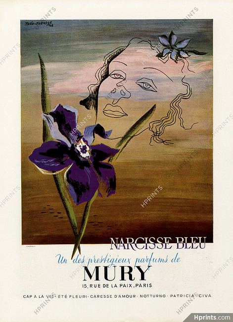 Mury (Perfumes) 1946 Théo Tobiasse, Narcisse Bleu, Surrealism
