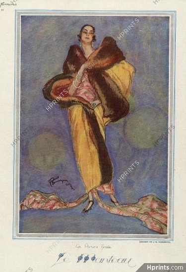 Domergue 1922 "Le Manteau" The Coat, Elegant Parisienne