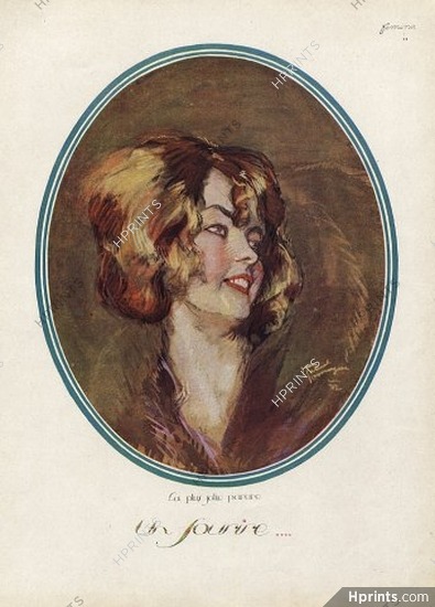 Domergue 1922 "Un Sourire" Portrait, Smile