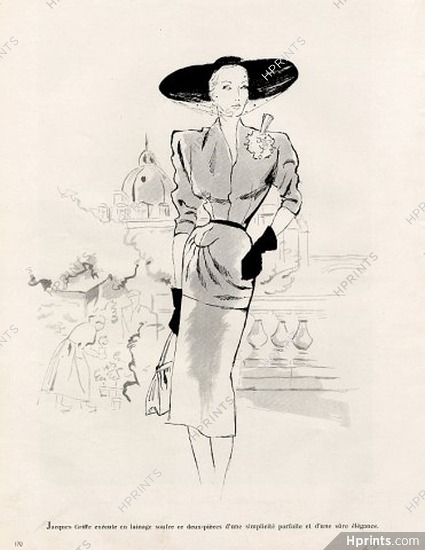 Jacques Griffe 1947 Delfau Fashion Illustration