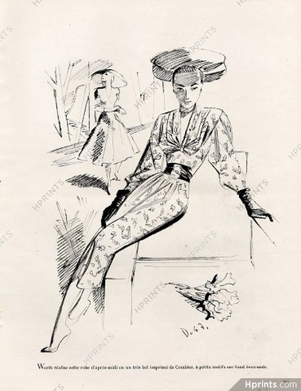 Worth 1947 Delfau, Fashion Illustration