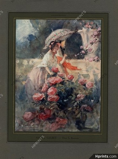 Antoine Calbet 1922 "Dans la Roseraie" Roses Garden