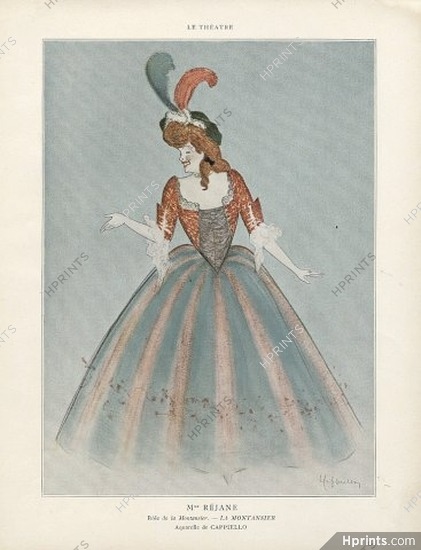 Cappiello 1904 Mme Réjane as La Montansier, Theatre Costume