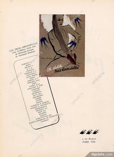 Les Trois Hirondelles (Textile) 1945 Pierre Simon