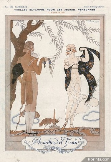 George Barbier 1920 ''Promettre et Tenir'' 19th Century Costumes