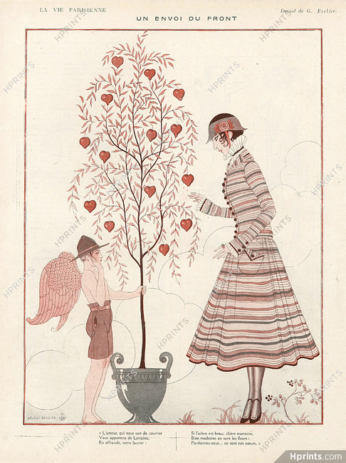 George Barbier 1916 ''Un Envoi du Front'' Elegante Angel Scout