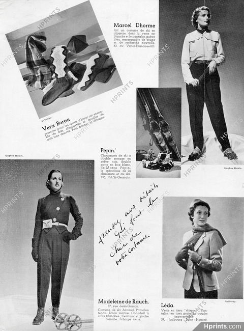 Véra Boréa (Couture) 1937 bas, chaussettes, bonnet et moufles