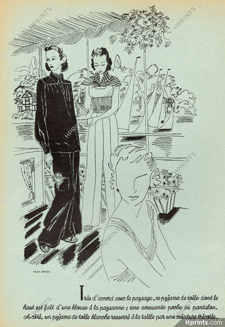 Véra Boréa (Couture) 1938 pajamas, René Burel