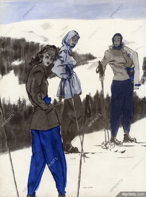 Véra Boréa, Hermès, Germaine Lecomte 1947 Skiing, Pierre Mourgue