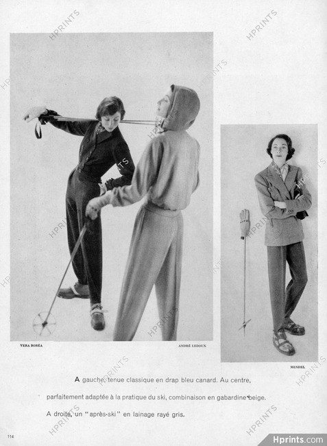 Véra Boréa & André Ledoux & Mendel 1948 Fashion Skiing