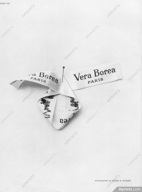 Véra Boréa 1950 Ribbon brand label, Photo Rutledge