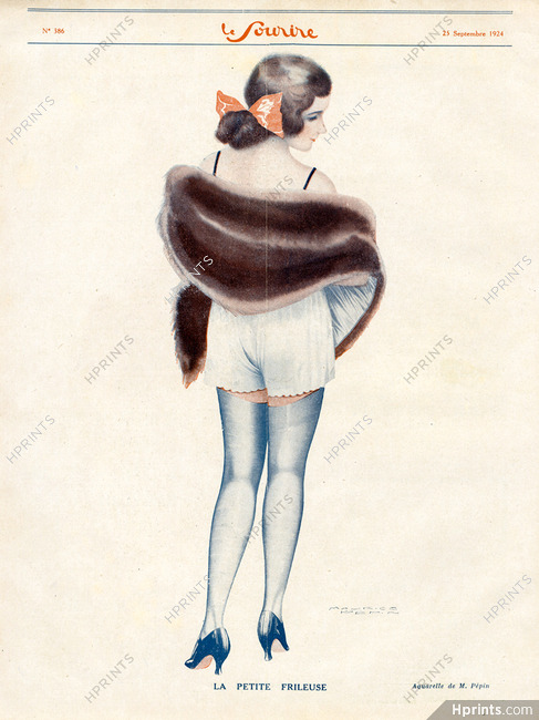 Maurice Pépin 1924 La Petite Frileuse, fur with lingerie