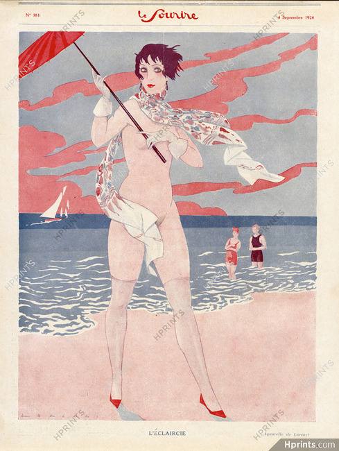 Fabius Lorenzi 1924 L'Eclaircie, Nude at the beach