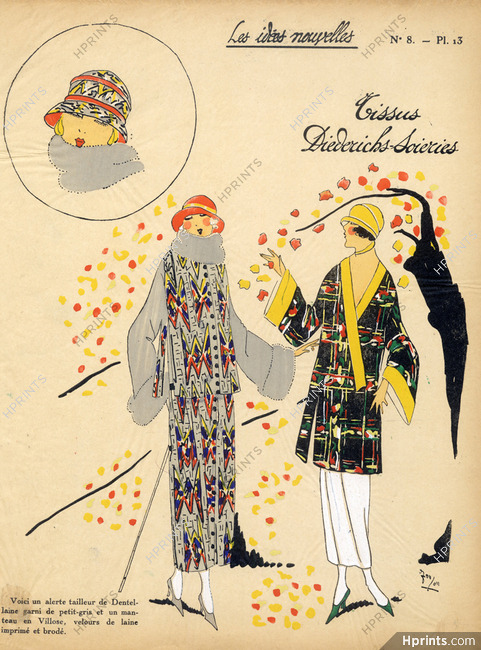 Diederichs (Fabric) 1923 ''Les Idées Nouvelles de la Mode'' Fashion Art Deco Pochoir ''Très Parisien''