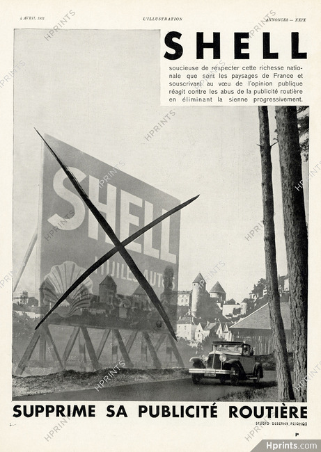 Shell (Motor Oil) 1931 Supprime sa publicité routière