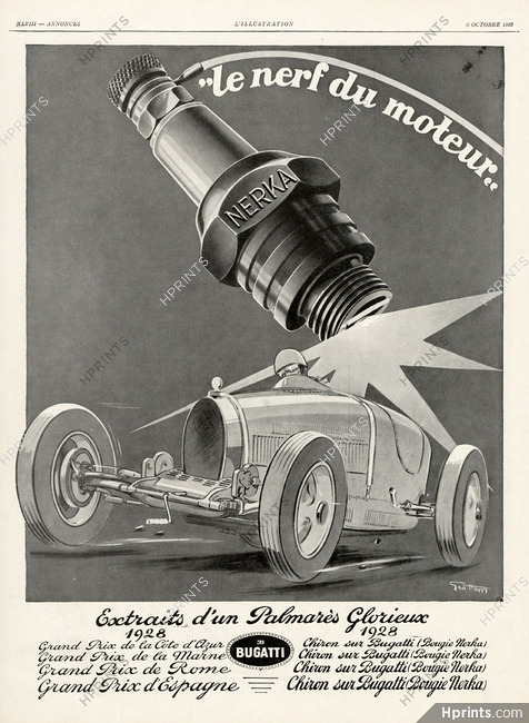 Bougie Nerka 1928 Chiron sur Bugatti, Geo Ham