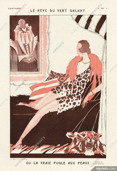 Léon Bonnotte 1923 Topless Deco Tiger Elegant Parisienne